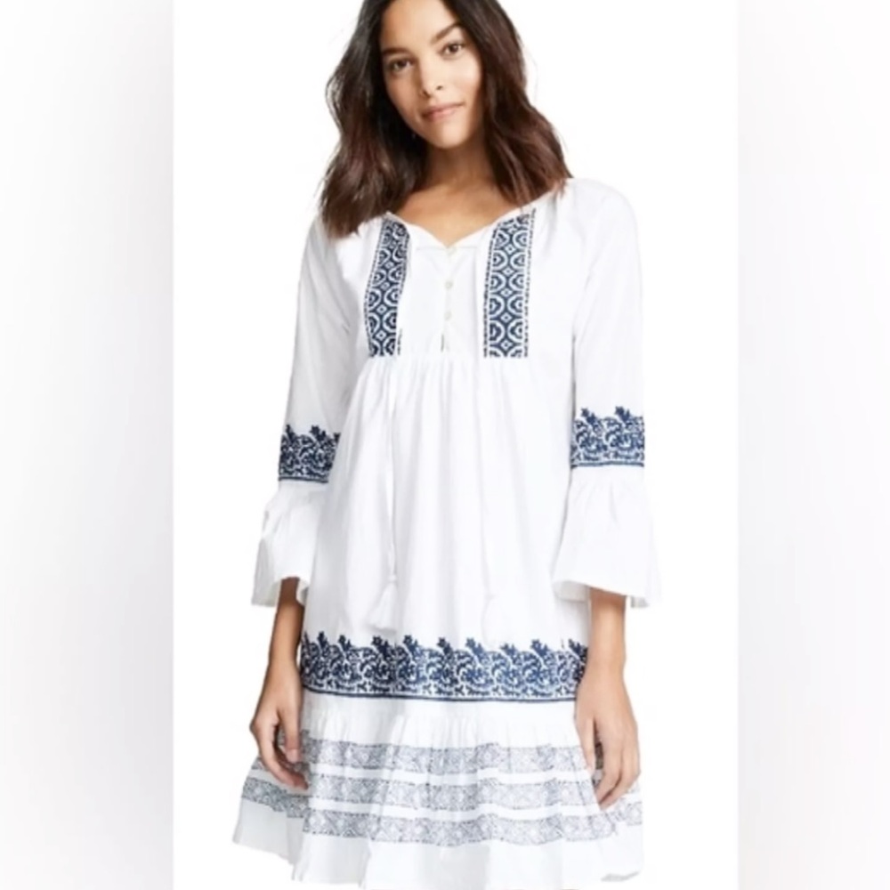Roller Rabbit Mona Border Maricruz Dress Size Small White & Navy - Picture 10 of 11